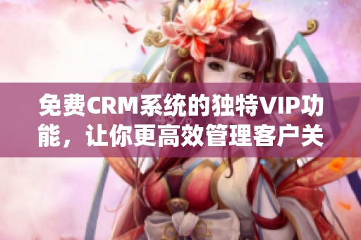 免费CRM系统的独特VIP功能，让你更高效管理客户关系