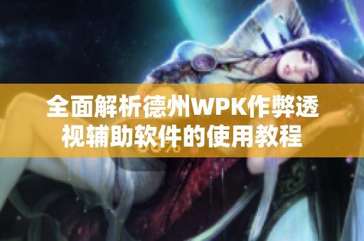 全面解析德州WPK作弊透视辅助软件的使用教程