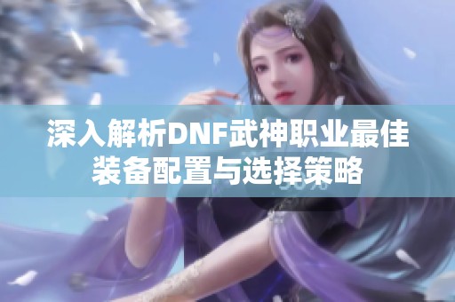 深入解析DNF武神职业最佳装备配置与选择策略