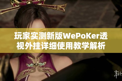 玩家实测新版WePoKer透视外挂详细使用教学解析