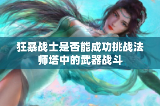 狂暴战士是否能成功挑战法师塔中的武器战斗