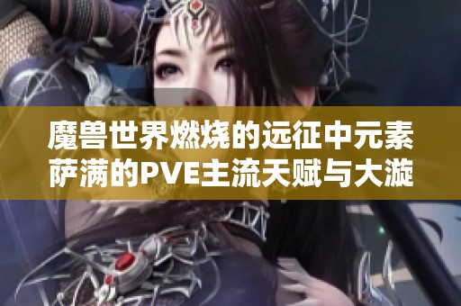 魔兽世界燃烧的远征中元素萨满的PVE主流天赋与大漩运用解析