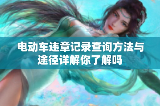 电动车违章记录查询方法与途径详解你了解吗