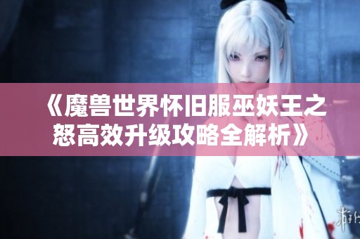 《魔兽世界怀旧服巫妖王之怒高效升级攻略全解析》