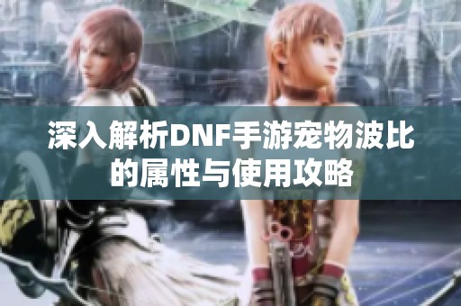 深入解析DNF手游宠物波比的属性与使用攻略