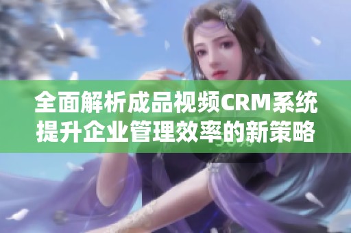 全面解析成品视频CRM系统提升企业管理效率的新策略