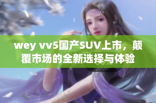 wey vv5国产SUV上市，颠覆市场的全新选择与体验